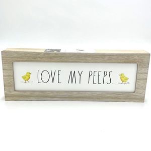 Rae Dunn "Love My Peeps" Wood Frame Sign - White & Yellow